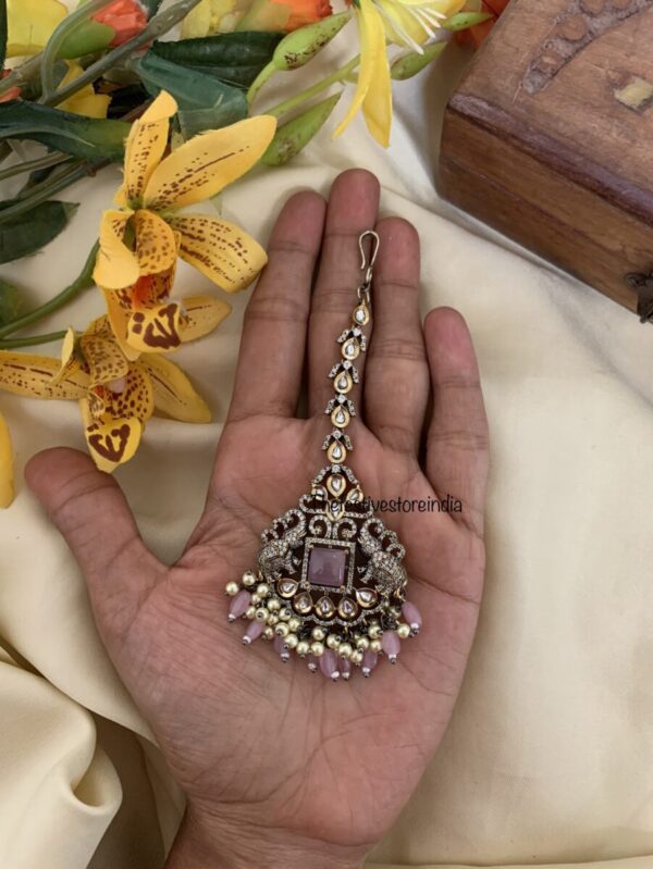 Pink Victorian maangtikka