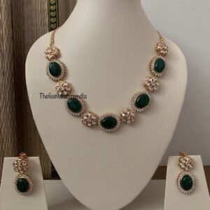 Green kundan set