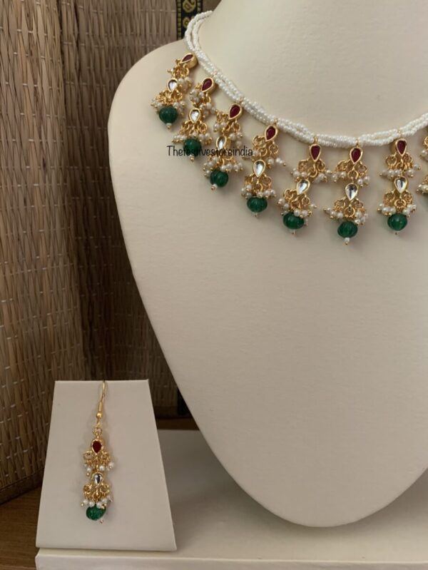 Green drop pachi kundan set