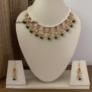 Green drop pachi kundan set