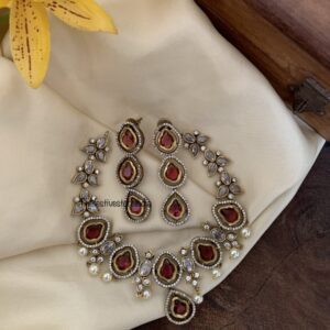 Budgeted Victorian Choker/Necklace set - Ruby