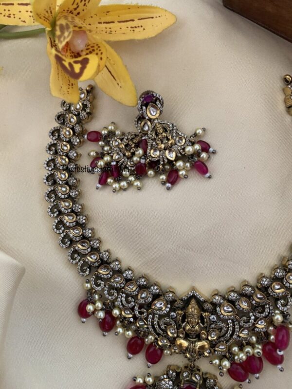 Maroon Lakshmi Victorian necklace set