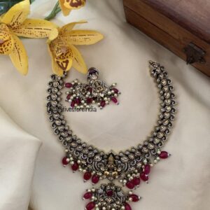 Maroon Lakshmi Victorian necklace set