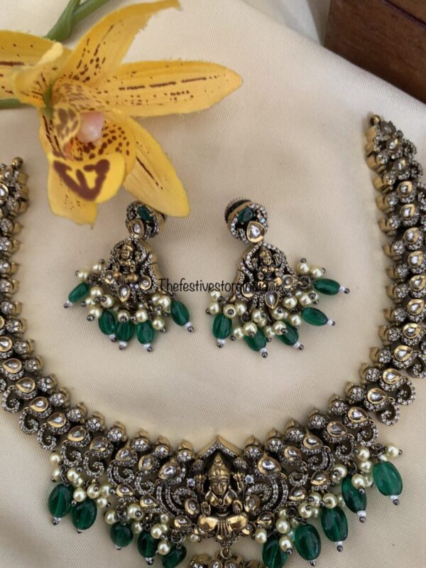 Green Lakshmi Victorian necklace set
