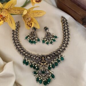 Green Lakshmi Victorian necklace set