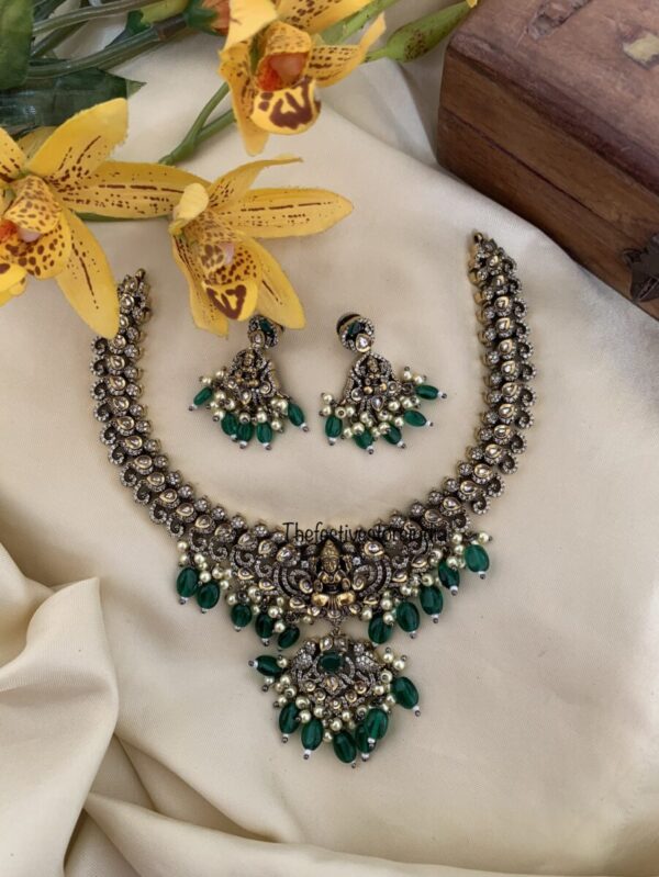 Green Lakshmi Victorian necklace set