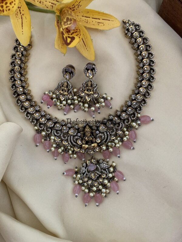 Pink Lakshmi Victorian necklace set