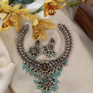 Pastel blue Lakshmi Victorian necklace set
