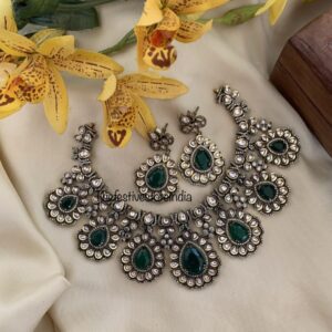 Green Moissanite Victorian necklace set
