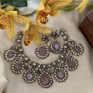 Pink Moissanite Victorian necklace set