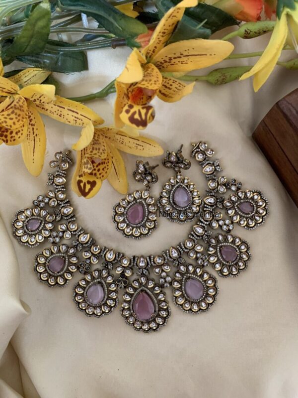 Pink Moissanite Victorian necklace set