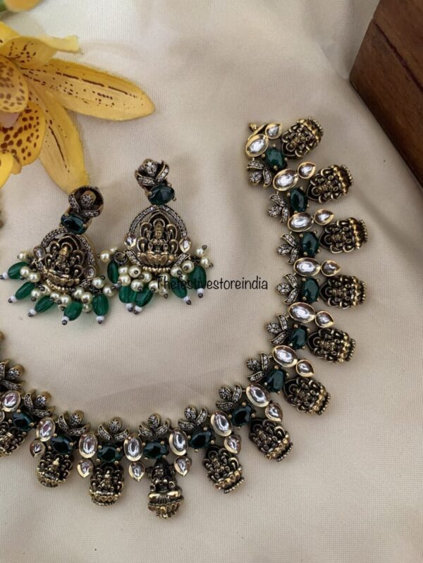 Green Victorian Lakshmi necklace set