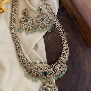 Victorian all green mint drops haaram set