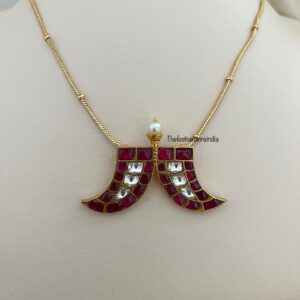 Kundan jadau Huli uguru with chain (Unisex jewelry)