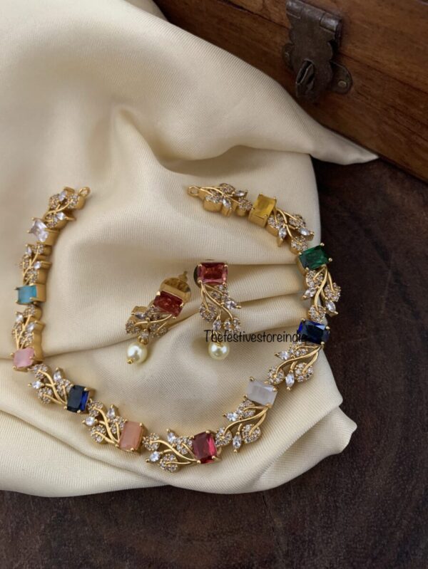CZ multi colour choker/necklace set