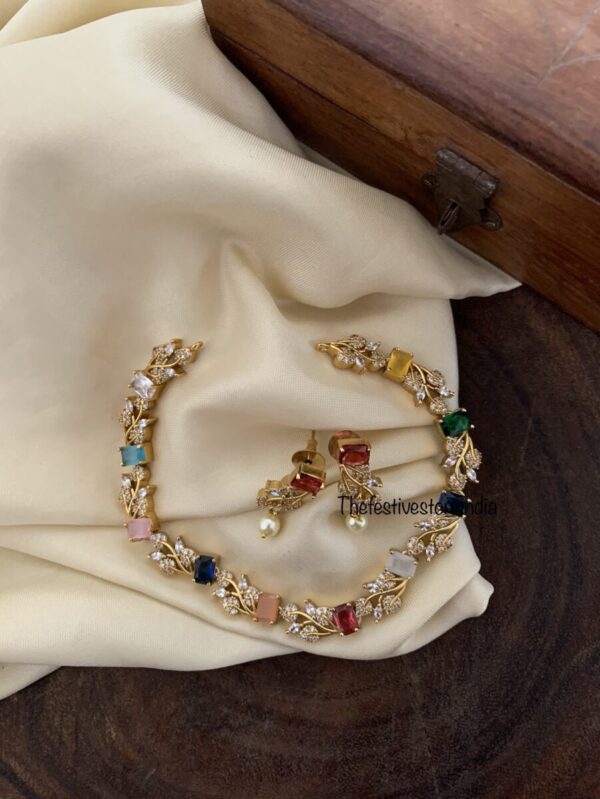 CZ multi colour choker/necklace set
