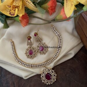 CZ Necklace set - Ruby