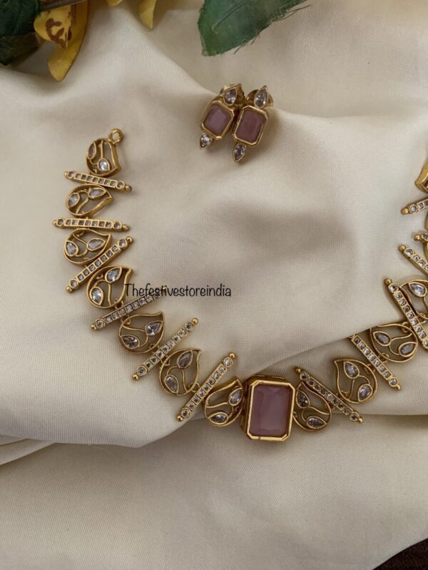 Pink Kundan choker set