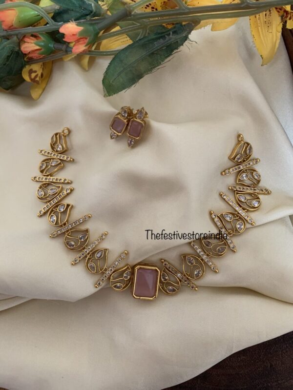 Pink Kundan choker set