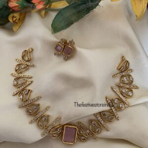 Pink Kundan choker set