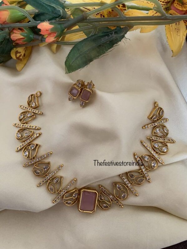 Pink Kundan choker set