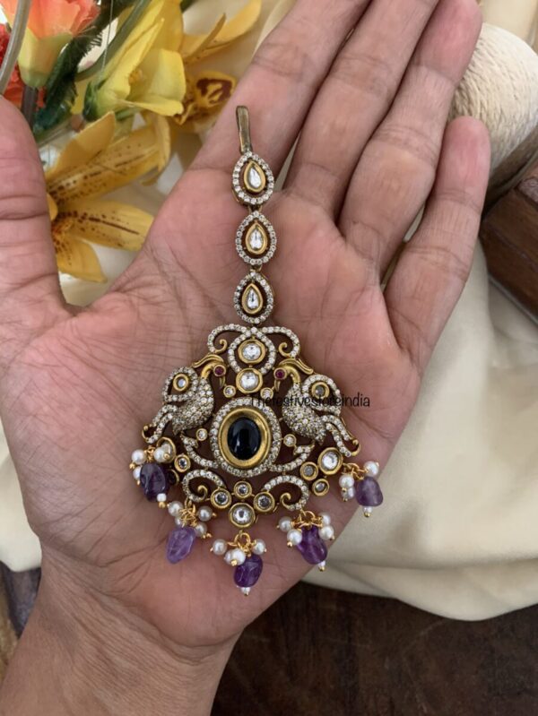 Purple victorian maangtikka