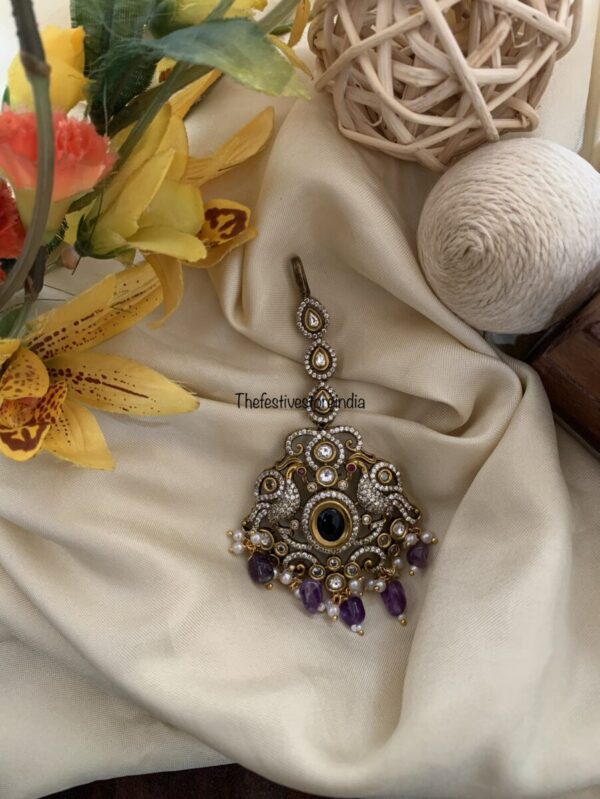 Purple victorian maangtikka
