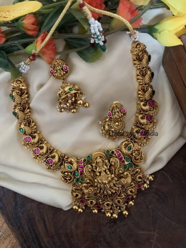 All Gold Lakshmi bridal necklace set