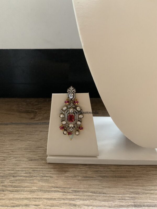 Victorian ruby stone mint drops bridal choker set