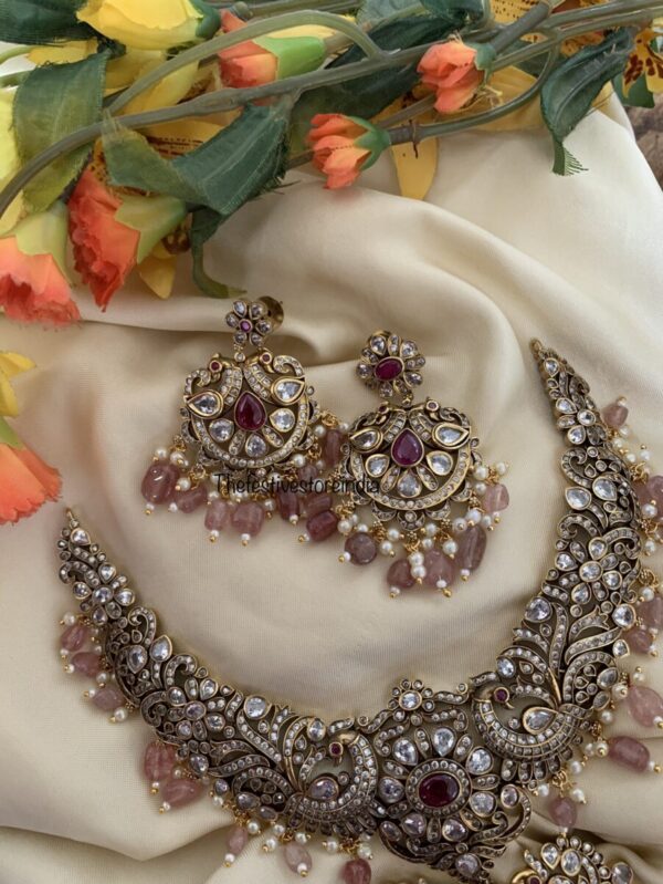 Pastel pink Victorian necklace set