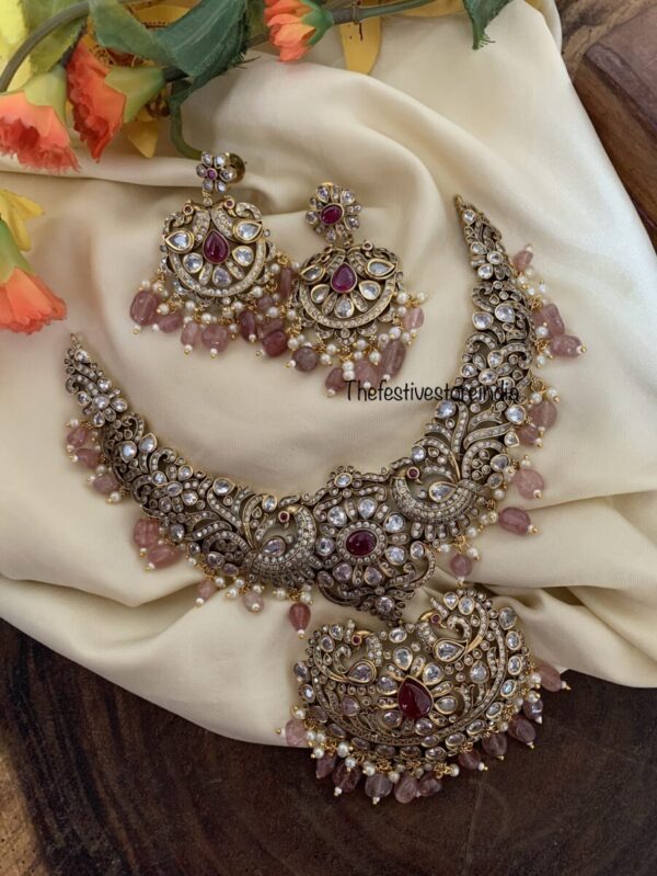 Pastel pink Victorian necklace set
