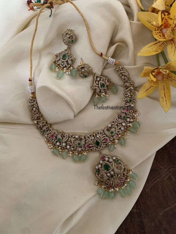 Victorian mint drops tikka style necklace set