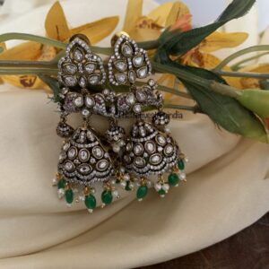 Green drop victorian jhumkas