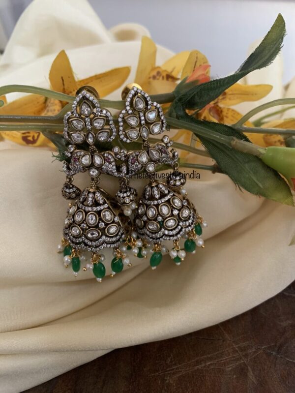 Green drop victorian jhumkas