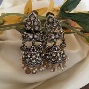 Pink drop victorian jhumkas
