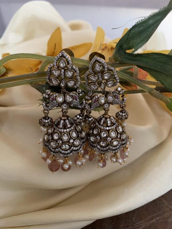 Pink drop victorian jhumkas