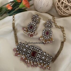 Victorian knit Ruby choker set