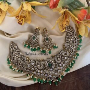 Green drops Victorian Necklace set