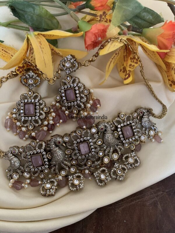 Pink drops stone choker set