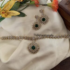 CZ Emerald attigai choker set