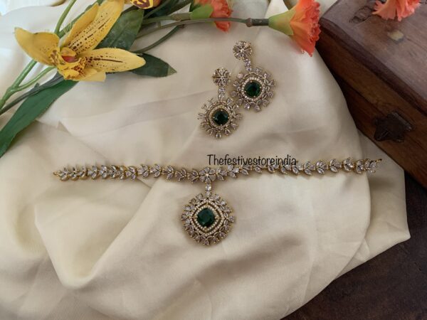 CZ Emerald attigai choker set