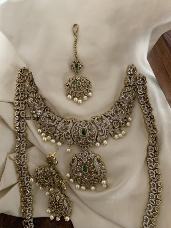 AD Emerald stone Bridal set