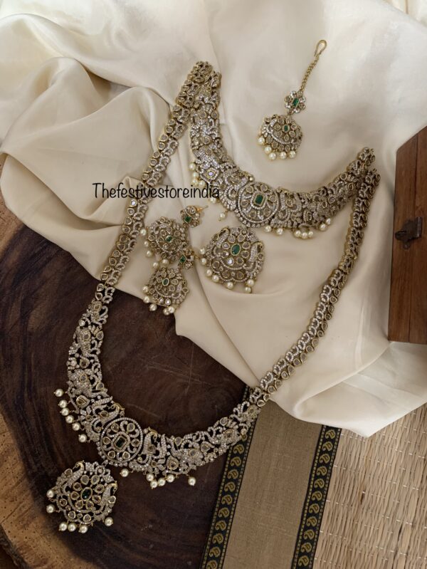 AD Emerald stone Bridal set