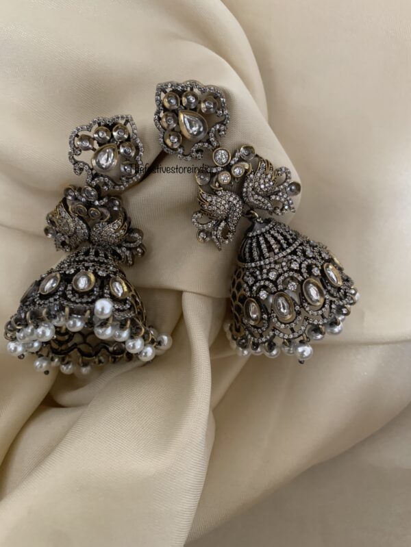 All white Victorian Jhumkas