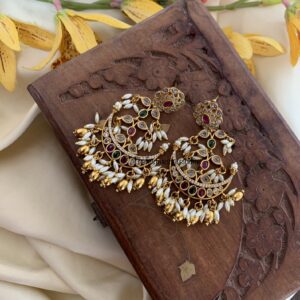 Rice pearls chandbali