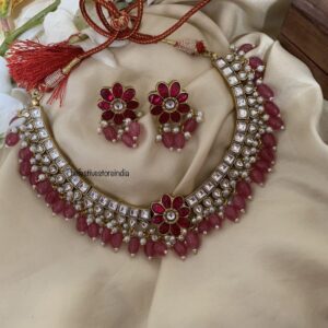 Floral Jadau Kundan Mauve set