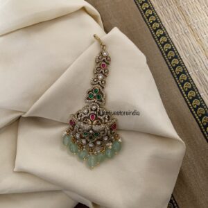 Mint beads bridal victorian maangtikka