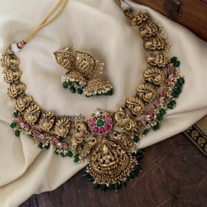 Lakshmi Grand green beads bridal necklace set