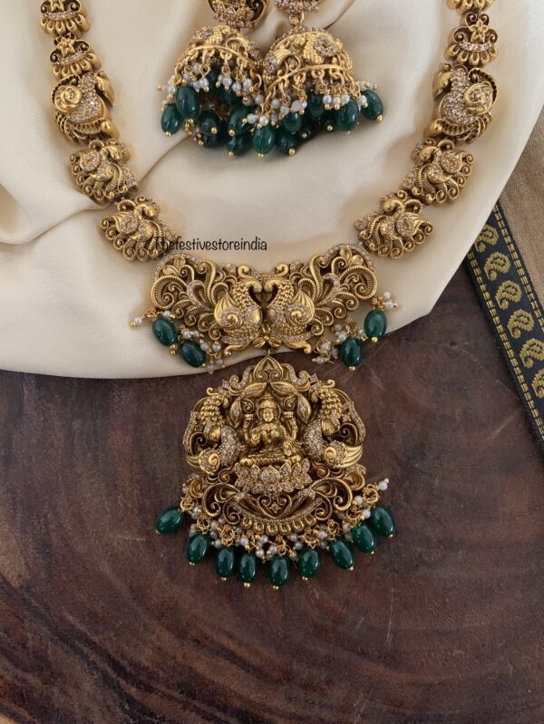 Nakshi Lakshmi green beads midlength set