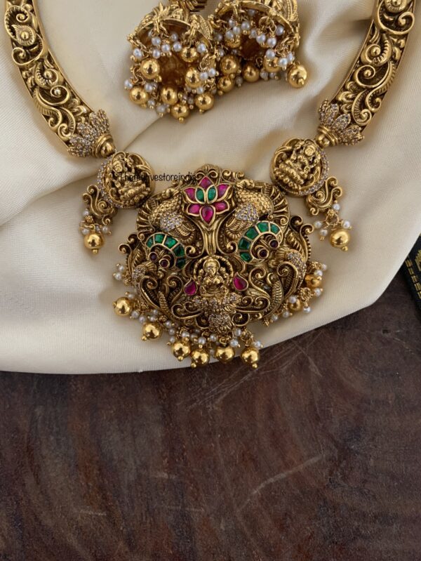 Nakshi lakshmi gold beads kanti set